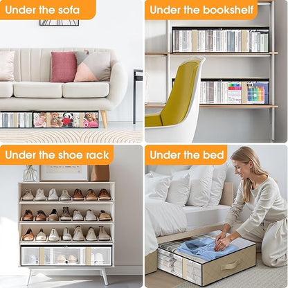 StorageRight Under Bed Storage Bags 2 Pack, 40L Large Clothes & Comforter Storage Containers with Clear Window, Breathable Fabric Organizer for Blankets, Bedding, Seasonal Clothing, White