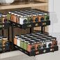BOIVSHI Pull Out Spice Rack Organizer for Cabinet, 2 Tier Cabinet Spice Rack Organizer, Height Adjustable Vertical Spice Rack for Kitchen Cabinet (11.9''Wx10.8''Dx9.2''H, Metal Black)