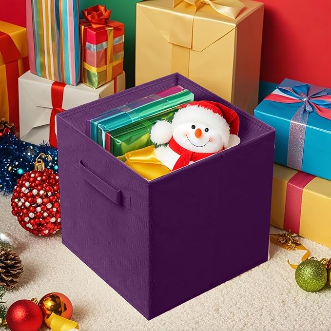 ShellKingdom Storage Bins, Foldable Fabric Storage Cubes And Cloth Organizer Drawer For Closet And Toys, 13 X 13 X 13 INCH, 2 Pack (Purple)