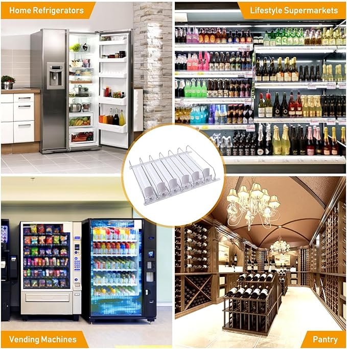 Cryfokt Self Pushing Drink Holder,Width Large Capacity 15in Fridge Drink Dispenser with Automatic Forward Sliding, Spring Loaded Soda Can Drink Organizer for Beer Wine (White), Cryfoktiofdhu5cg9-12