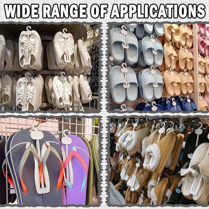 Novabright 50 Pcs Sandal Hangers 7 Inch Plastic Flip Flop Holder Organizer Small Shoe Hooks Hanging Rack Shoe Hangers for Retail Beach Shop Display Home Storage(White)
