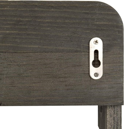 MyGift Hat Organizer for Baseball Caps, Wooden Vertical Hat Rack Wall Mounted with 10 Hooks, Rustic Gray Solid Wood Hanging Hat and Garment Holder