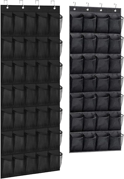 MISSLO 35 Large Pockets Over The Door Shoe Rack and 28 Large Pockets Hanging Shoe Organizer