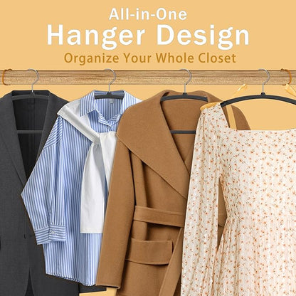 36-Pack Non Slip Plastic Clothes Hangers/w Rubber Pad, Coat Hangers 360° Swivel Hook, Heavy Sturdy Space-Saving Organizers, Hangers for Coats, Pants, Suits, Shirts (Black)