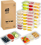 MACTANO 8 OZ Reusable Snack Containers with Lids, New 3 Compartment Condiment Snack Pack Containers 40 Sets