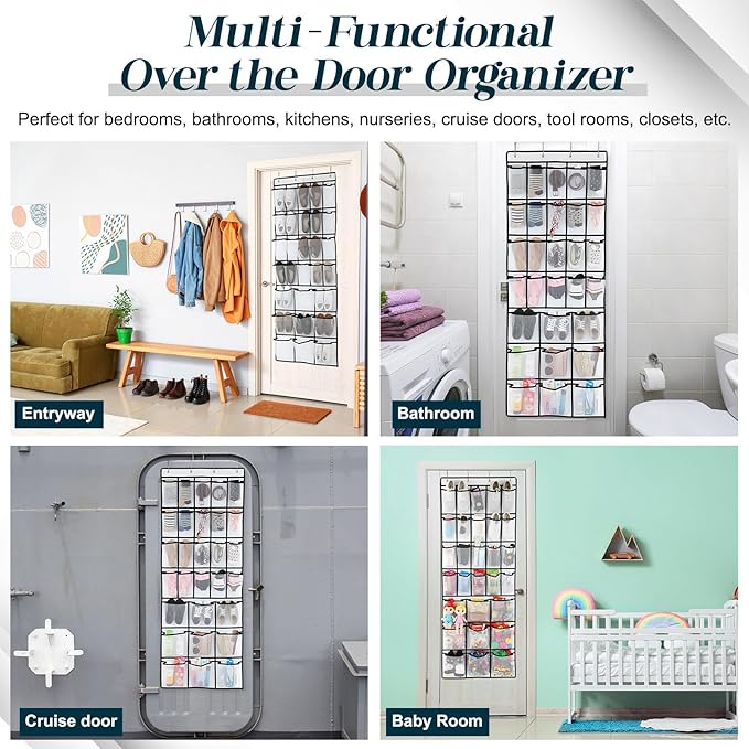Chunful Extra Large 29 Pockets Over the Door Shoe Organizer 20 Regular 9 Large Breathable Mesh Pockets Hanging Shoe Rack Organizer for Bedroom Bathroom Closet Door Shoes Toys Accessories(White)