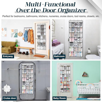 Chunful Extra Large 29 Pockets Over the Door Shoe Organizer 20 Regular 9 Large Breathable Mesh Pockets Hanging Shoe Rack Organizer for Bedroom Bathroom Closet Door Shoes Toys Accessories(White)