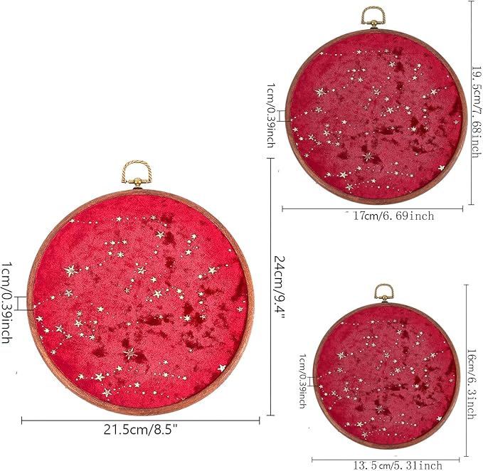 3-Pack Corduroy Pin Display Board - Vintage Style, Enamel Pin & Brooch Collection Holder, Velvet-Lined, Ideal for Earrings, Necklaces & Jewelry Storage Case (Red)