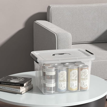 18 Quart Clear Plastic Storage Box with Handle, Latching Bins with Lid, 4 Packs