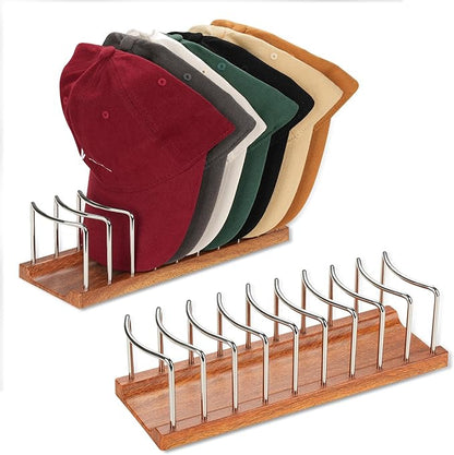 Hat Organizer for Baseball Caps - 14 Caps Organizer , Anti-Tip Stainless Steel Hat Rack & Display Stand, No Installation Required Hat Storage for Closet, Bedroom, Vanity (Stainless Steel，2 pack)