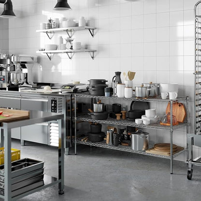 21" Deep x 60" Wide x 34" Height Wire Shelving Kit | 3-Tier | NSF Commercial Storage Rack Unit