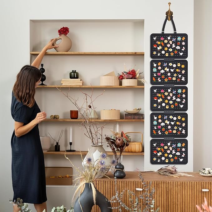 Hanging Enamel Pin Collection Display Panel, Detachable Brooch Pin Pages with 5 Loose leaf Board Pieces Badge Collection Display Holder Enamel Pin Organizer Display Case at Least 180 Pins
