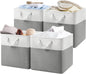 Patvingot 13x13x13 Cube Storage Bins,4 Pack Large Foldable Fabric Storage Cubes with Handles for Organizing Home, Closet, Shelf, Office(White&Gray)