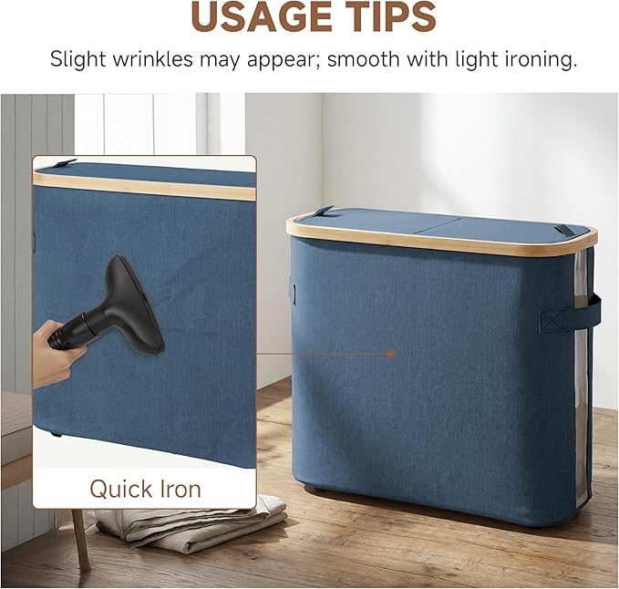 StorageWorks Toilet Paper Storage Baskets with Dual Flip Lids, Toilet Paper Organizer for Bathroom, Toilet Paper Container with Side Pocket, Holds 9 Mega or 12 Regular Rolls, Medium, Blue