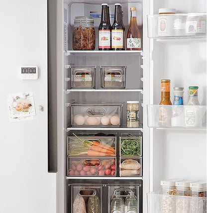 bealy 2 Pack Refrigerator Organizers and Storage, Stackable Clear Pull out Drawer Organizer Bins, BPA-Free Fridge Organizer and Storage for Fruit, Produce, Drink, Snack and Food Storage Containers