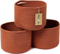 MiniArk Small Basket for Organizing | Cube Shelf Closet Storage Baskets | 9.7×9.7×7.1” | Woven Rope Gift Basket | Nursery | Round 3 Packs Oxide Red