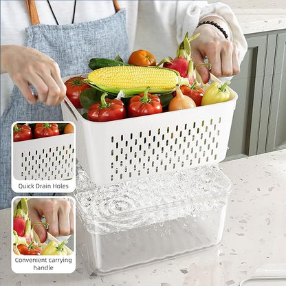 KEMETHY 10 Pack Fruit Storage Containers for Fridge with Removable Colanders - Food Storage Containers with Lids, BPA-Free Produce Containers Keep Fruits, Vegetables, Berry, Meat Fresh Longer