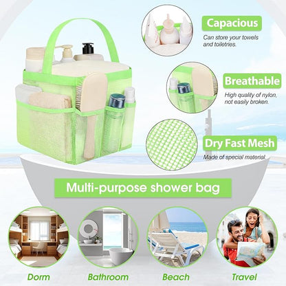 Attmu Mesh Shower Caddy Portable for College Dorm Room Camping Essentials, Shower Caddy Dorm with 9-Pockets, Large Capacity Hanging Basket Bathroom Bag for Toiletry, Swimming, Gym, Camp, Beach