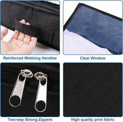 Fixwal 4 Pack Black Underbed Storage Bags with Clear Window and 2 Reinforced Handles Under Bed Storage Containers for Clothing, Bedding, Comforter