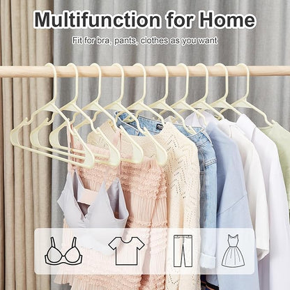 VECELO 50 Pack Plastic Hangers, Space-Saving Clothes Hangers with Shoulder Notches for Straps, Durable Non-Slip Hangers for Closet, Ideal for Shirts, Dresses, Coats, Pants,Suits