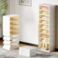 FLEXIMOUNTS Shoe Rack Organizer Storage Box 9 Tiers-18 Pairs, Tall Portable Folding Shoe Rack for Closet Entryway, Collapsible Shoe Cabinet with Magnetic Clear Door for Front Door Entrance