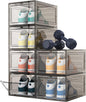 HOMIDEC Shoe Storage, 6 Pack Shoe Organizer Hard Plastic Shoe Box, Shoe Boxes Clear Plastic Stackable, Shoe Boxes with Lids for Size 13, Clear Smoke
