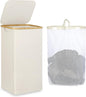 iEGrow Laundry Basket with Lid, 110L Large Laundry Hamper with Handle and Lid, Collapsible Clothes Basket Organizer with Removable Inner Bag for Clothes Toys Towels - Beige