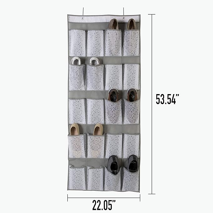 Simplify Embossed Nest Foldable 20 Door Hanging Shoe Organizer, Closet Storage, Large Pockets, White