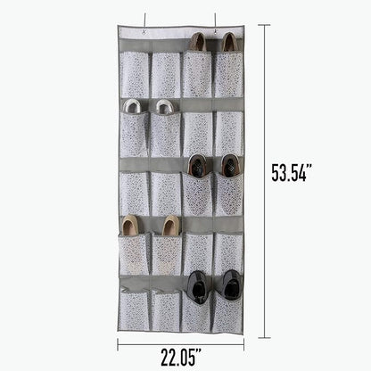 Simplify Embossed Nest Foldable 20 Door Hanging Shoe Organizer, Closet Storage, Large Pockets, White