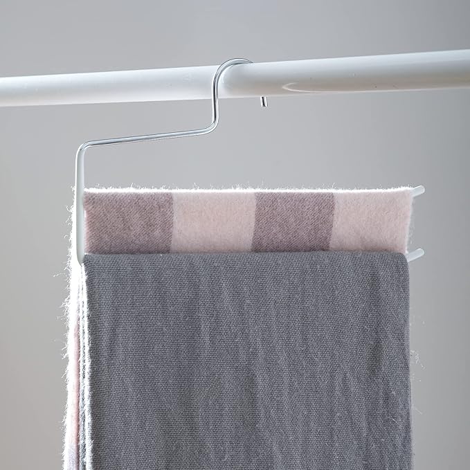 SHIMOYAMA Pants Hangers, 5 Pack, Trouser/Slack Hangers, Open Ended Double Rods Hanger, Space-Saving Clothes Hanger, White
