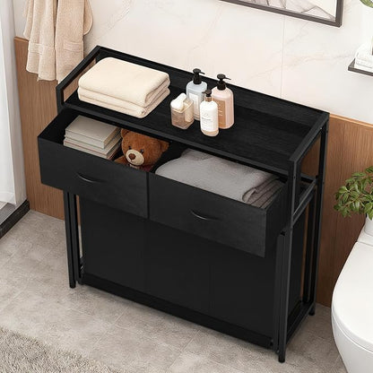 Sonharlar Laundry Hamper with 3 Section Rolling Bags, Laundry Sorter with Wheels, Laundry Basket with 2 Drawer for Laundry Room (Charcoal Black)