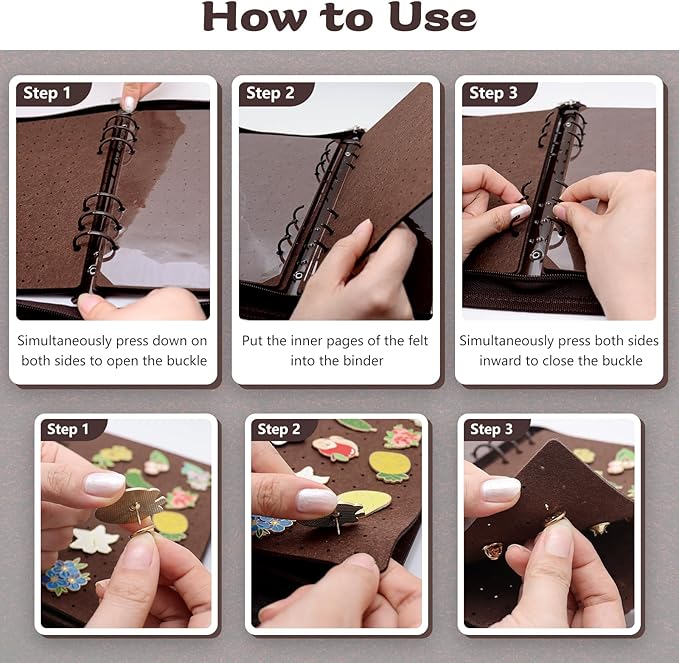 LIQALU Enamel Pin Display Book Pin Collection Binder Holder Trading Book with 8-Page Display Boards A5 Brooch Pin Storage Organizer Binder Album for Travel Collectors (Dark Brown)