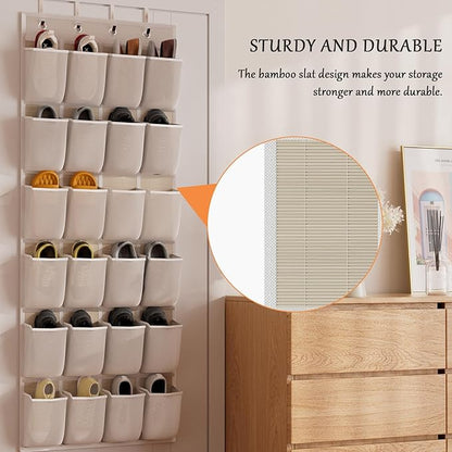 homyfort Over the Door Shoe Organizer, 24 Large Breathable Mesh Pocket,Space Saving Hanging Shoe Rack,Shoe Storage Holder for Entryway Bedroom Closet