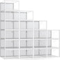 Pinkpum X-Large Shoe Storage Boxes 18 Pack, Shoe Organizer for Closet Clear Plastic Stackable Shoe Dispaly Case Holder Bins, Sneaker Storage for Sneakerheads White
