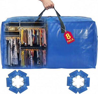 Moving Bags Heavy Duty,Extra Large Moving Bags for Travel/College Packing/Storage/Organization/Seasonal Clothes & Bedding Storage,Moving Supplies Bins,Compatible with Ikea Frakta Cart (SkyBlue,6Pcs)