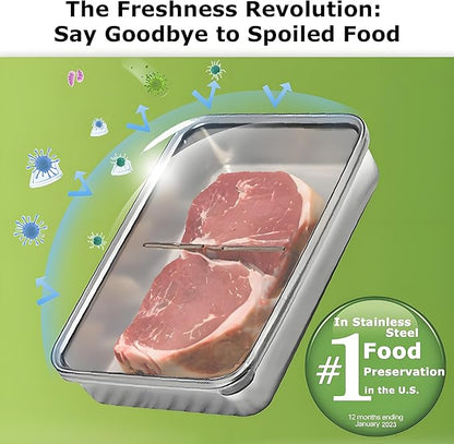 Cheese Container for Refrigerator, 2 Pack 304 Stainless Steel Airtight Deli Meat Storage Containers with Lids for Fridge, Dishwasher Safe Food Storage Containers Fridge Organizers and Storage(42 OZ)