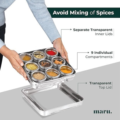 MARU Spice Box (9IN1_SQUARE WITH INNER LIDS)