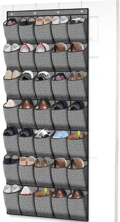 homyfort 35 Pockets Over the Door Shoe Organizer, Hanging Door Shoe Rack for Closet, Large Shoe Storage Holder Zapateras Organizer for Shoes (Black)
