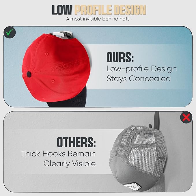 Modern JP Adhesive Hat Hooks for Wall (32-Pack) - Minimalist Hat Rack Design, No Drilling, Strong Hold Hat Hangers - USA Patented, White