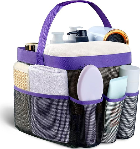 Attmu Mesh Shower Caddy Portable for College Dorm Room Camping Essentials, Shower Caddy Dorm with 9-Pockets, Large Capacity Hanging Basket Bathroom Bag for Toiletry, Swimming, Gym, Camp, Beach
