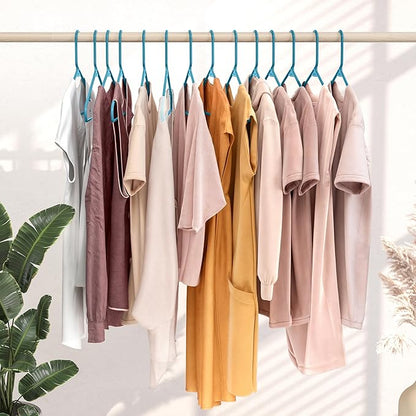Plastic Hangers 50 Pack Blue - Clothes Hangers - Makes The Perfect Coat Hanger and General Space Saving Hangers for Closet and New Apartment Essentials - Percheros Ganchos para Colgar Ropa Hangars