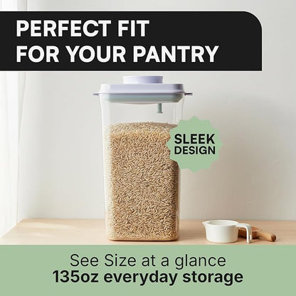 Bop Top Airtight Food Storage Containers with Lid 16.5 Cups / 135 oz | Kitchen Canister Sets | Air Tight Pantry Container | Pop Top Dry Food Storage Containers for Snacks, Sugar, Flour, Baking, Pasta