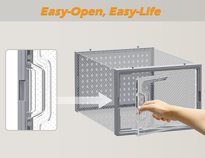 HOMIDEC Shoe Storage, 12 Pack Shoe Organizer for Closet, Shoe Boxes Clear Plastic Stackable Shoe Containers with Lids for Size 10