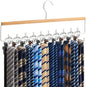 Tie Rack Hanger for Closet Upgraded 2-in-1 Tie and Belt Hanger Non Slip Tie Rack with 20 Hooks Tie Hanger Space Saving Wooden Belt Tie Organizer for Tank Tops Bras Cami Scarves, Wooden