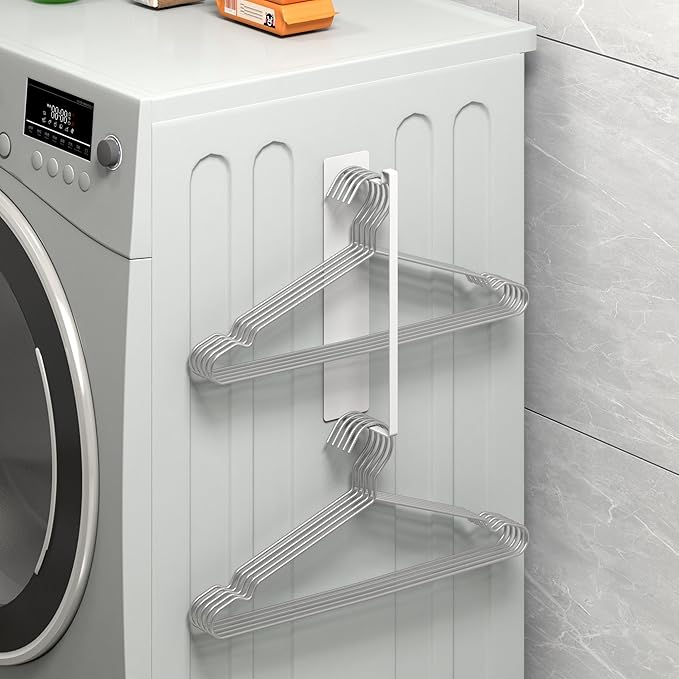 Magnetic Hanger Organizer, Thipoten Hangers Holder for Washing Machine, Holding up to 30 Velvet/Wire/Plastic Hangers, Perfect Space Saver for Laundry Room (1, White)