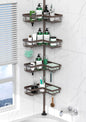 DAOYA Corner Shower Caddy Tension Pole - Adjustable 4-Tier Shower Shelf Stainless Steel Corner Tension Rod Bathroom Organizer Shampoo Holder with Soap Holders & Hooks for Bath, Tub, Floor Space Saving