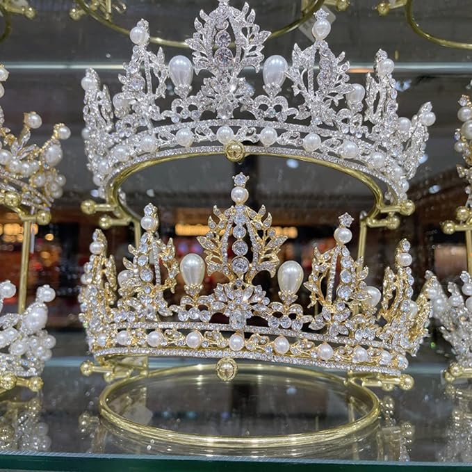 Tiara Crown Headband 2 Layer Display Rack Gold Metal Princess Crown Stand Holder Crystal Headbands Storage Organizer