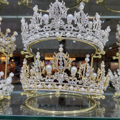 Tiara Crown Headband 2 Layer Display Rack Gold Metal Princess Crown Stand Holder Crystal Headbands Storage Organizer