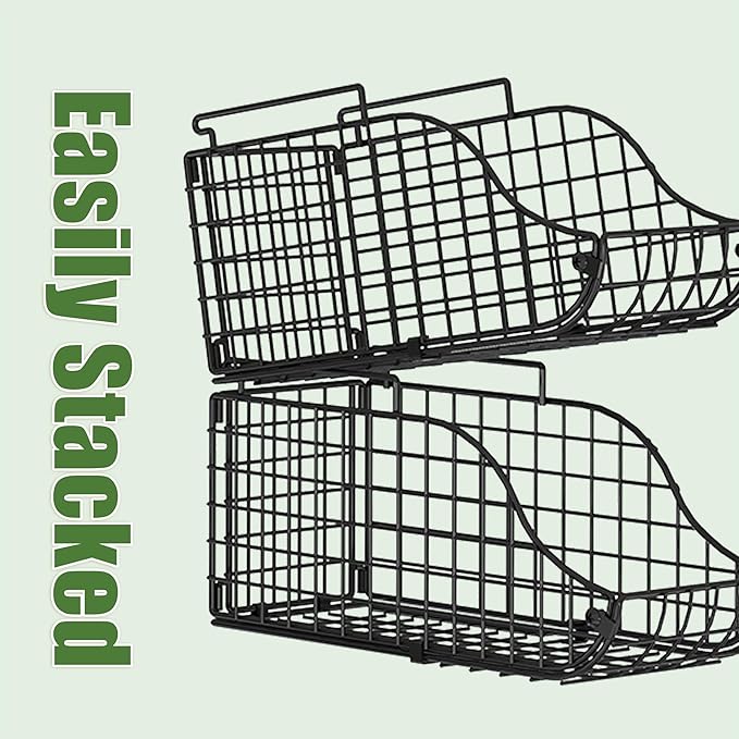 8-Pack Can Organizer for Pantry, Stackable Cabinet Food Shelves for Fridge, Wire Cupboard Storage, Holds up to 72 Beers,Small Metal Bin for Drink Beverage Egg Gillas, Rack for Kitchen Countertops RV