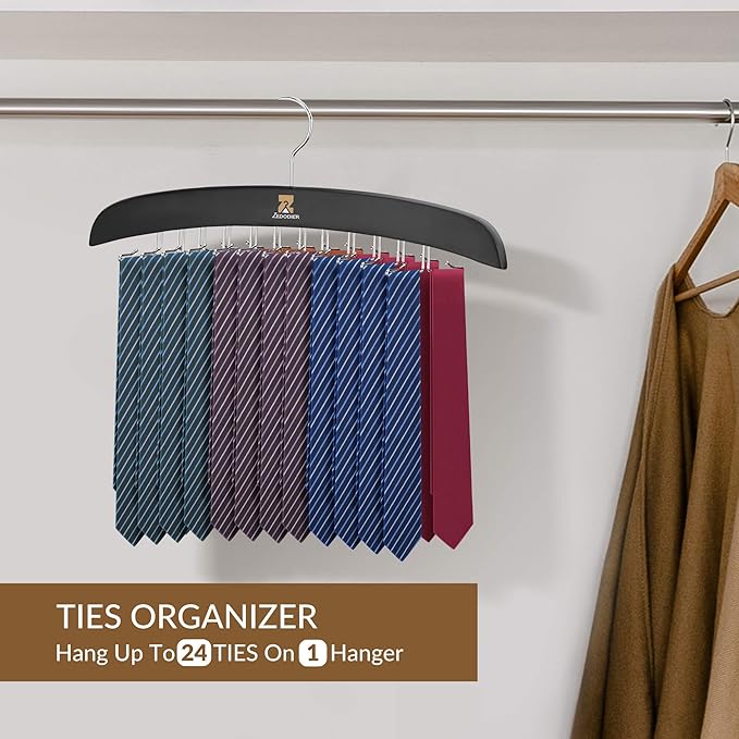 ZEDODIER Tank Top Hangers, 2 Pack Bra Organizer for Closet, 48 Storage Capacity, Non-Slip Hanging Tie Holder Closet Organizers and Storage for Camisoles Tank Tops Bras Ties Swimsuits, Black